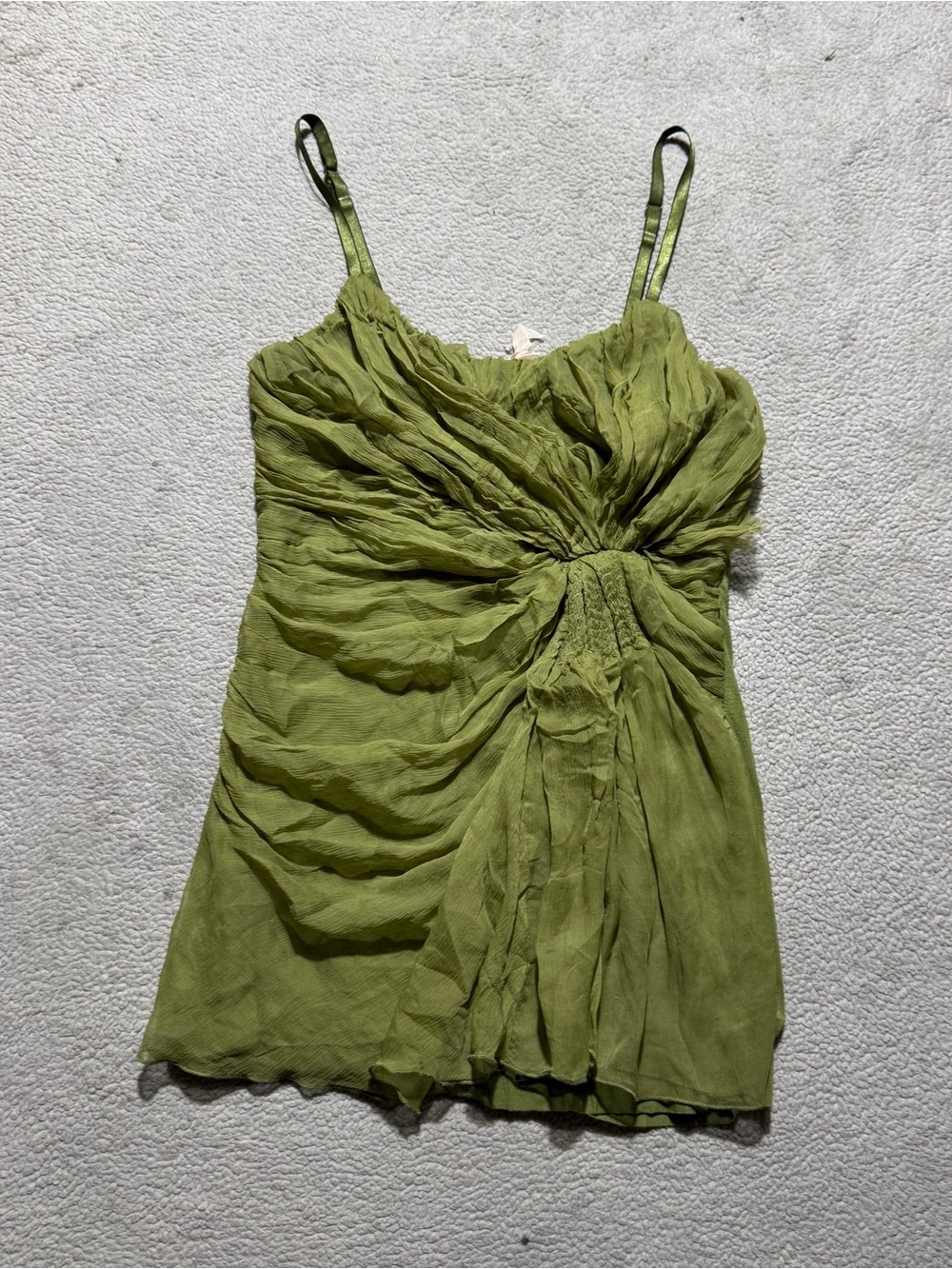 Bailey 44 Shirt Womens Small Green Ruched Camisole Chiffon Adjustable Tank Top